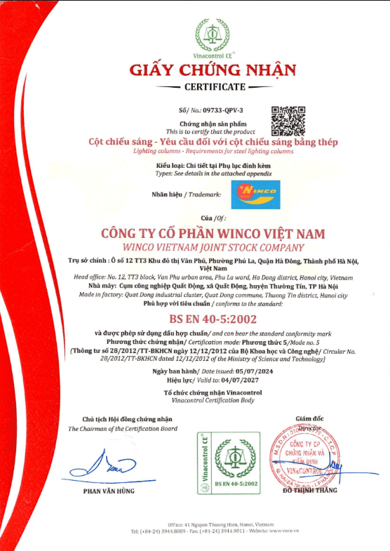 Hợp chuẩn BS EN 40-5:2002